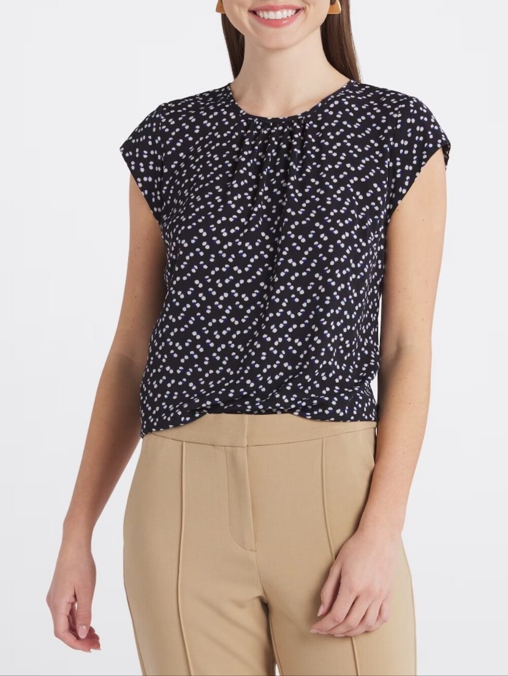 Monday Fun Merri Blouse, Navy Floral, Size L